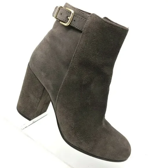J Crew Barrett Ankle Boot Womens 6.5‎ Taupe Suede Chunky Heel Bootie Italy