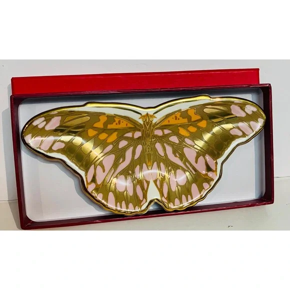 The MET Butterfly Trinket Tray Gold Excellent Séguy Papillons Plate 3