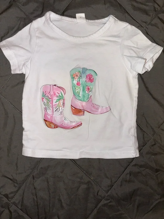 Toddler girl cowgirl boot t shirt 🤠💕