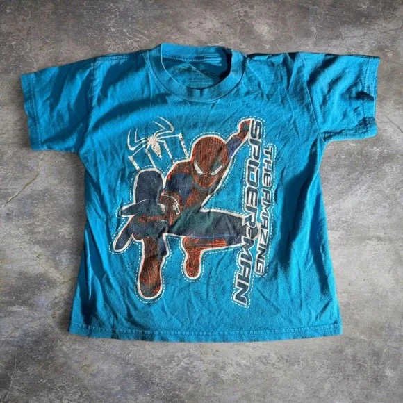 Marvel The Amazing Spider-Man Blue Graphic T-Shirt Youth Size 7