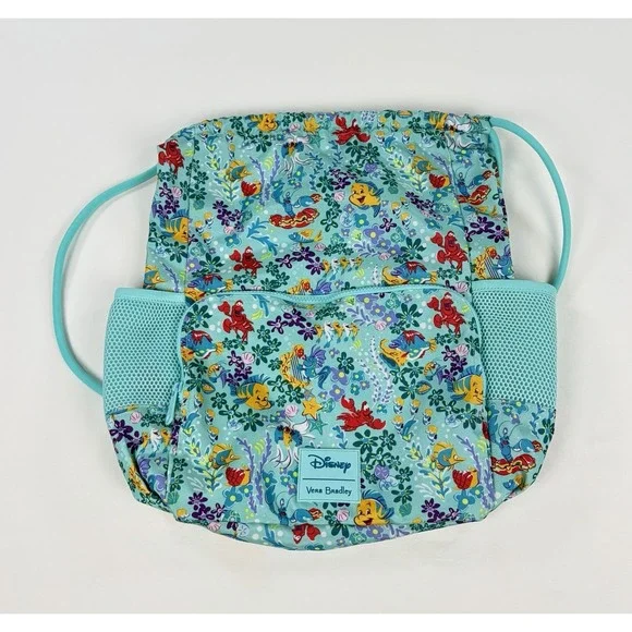 New Disney Vera Bradley Little Mermaid Ariel Flounder Drawstring Backpack Bag