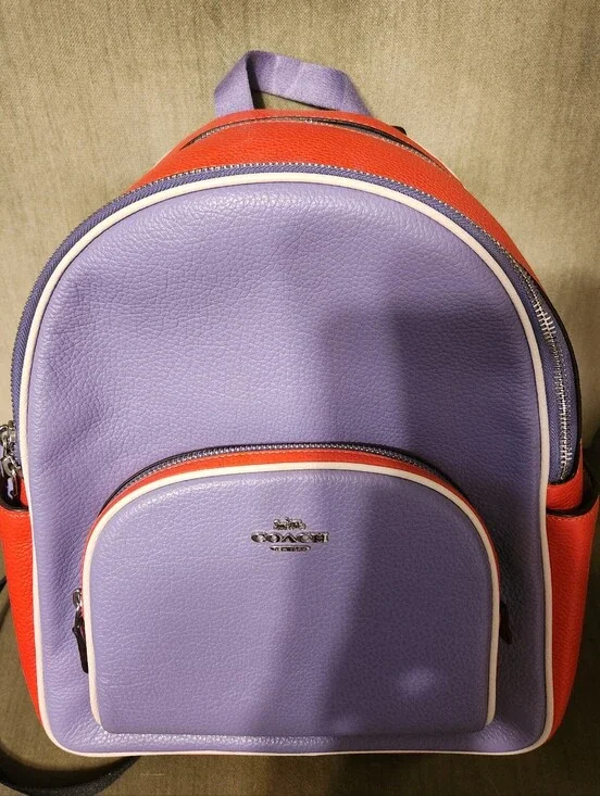 Coach Colorblock Leather Mini Backpack - Lavender & Red LIKE NEW