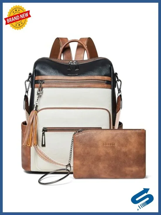 Vegan Leather Backpack Purse for Women with Adjustable Shoulder Bag