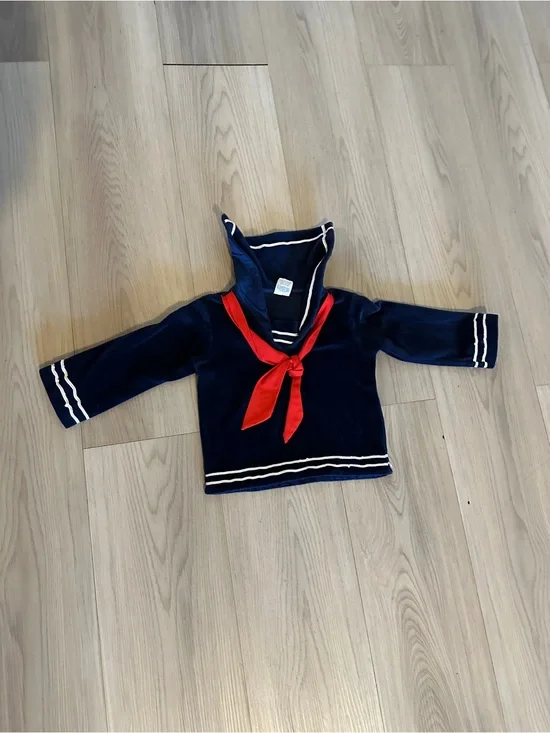 Vintage 80s Thomas Kid Navy Blue Velour Toddler Top 24M