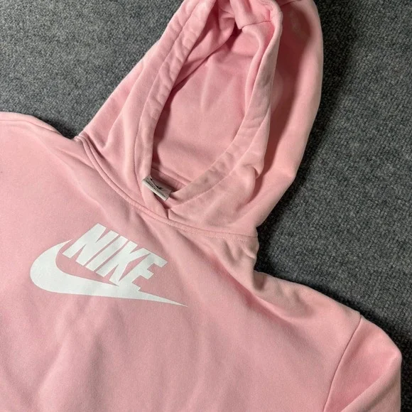 Nike Kids Big-Kids Pink Cropped Club Fleece‎ Hoodie L DC7210-690