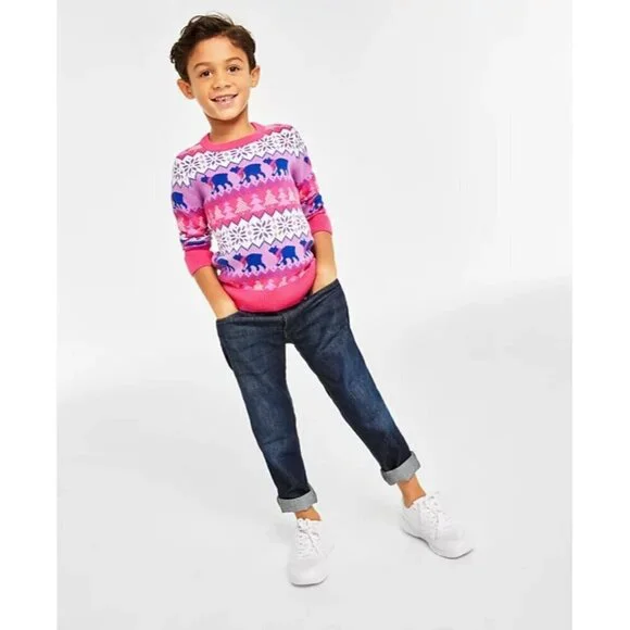 Holiday Lane Toddler Boys 4T Santa‎ Bear Long Sleeve Sweater in Purple $40 176