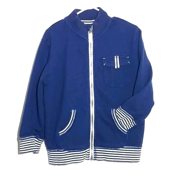 Genuine Kids Oshkosh Navy Stripe Sweater Jacket 4T