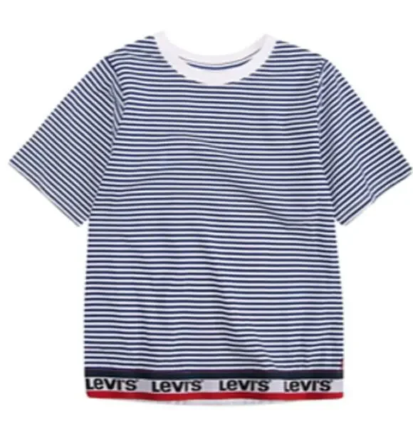 LEVI'S Blue & White Striped Red Tag Wide Band T-Shirt Top ~ Girls Size MEDIUM