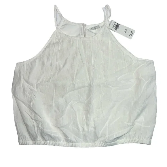 Abercrombie & Fitch Textured Crop Halter‎ Top Girls 17/18 White Square Neck -New