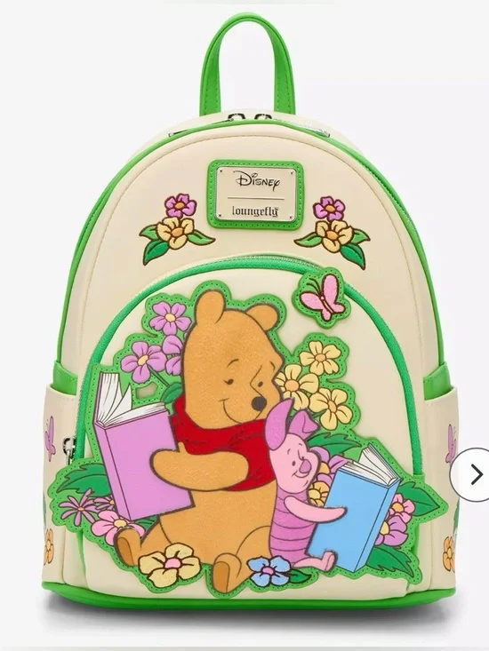 Loungefly Disney Winnie the Pooh & Piglet Reading Fuzzy Mini Backpack NWT