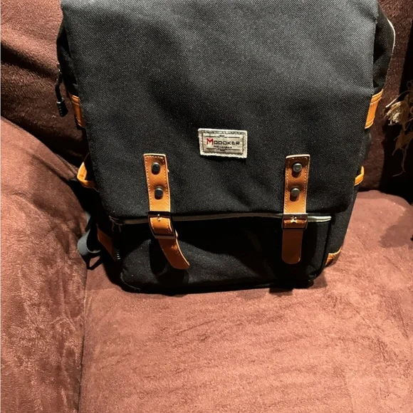 Modoker Laptop Backpack with USB Charging Port for Women or Men Black/Brown