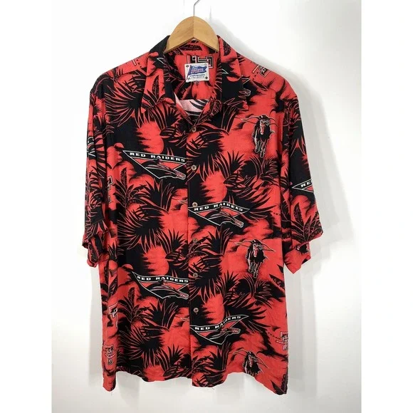 Texas Tech RED RAIDERS Hawaiian Shirt Reyn Spooner Rayon SZ XL (SEE FLAWS