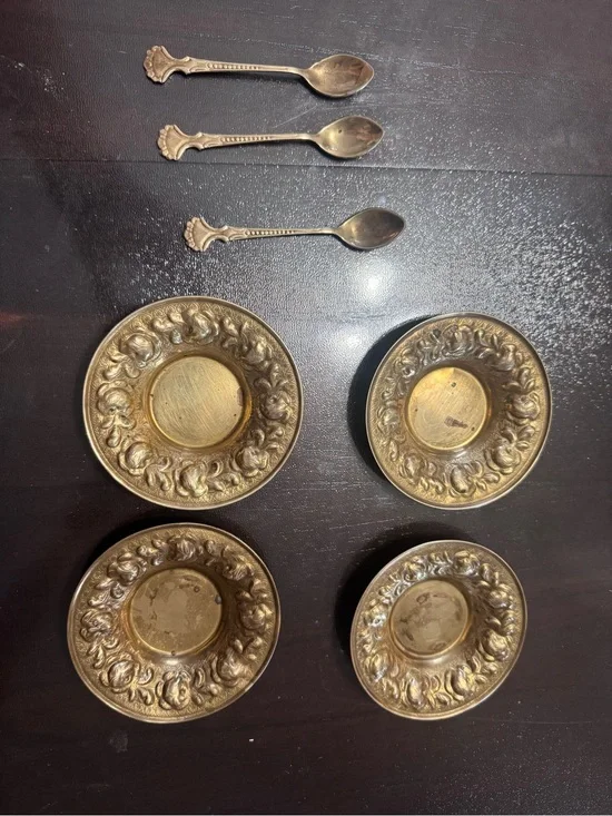Set of 4 Brass Repousse 4