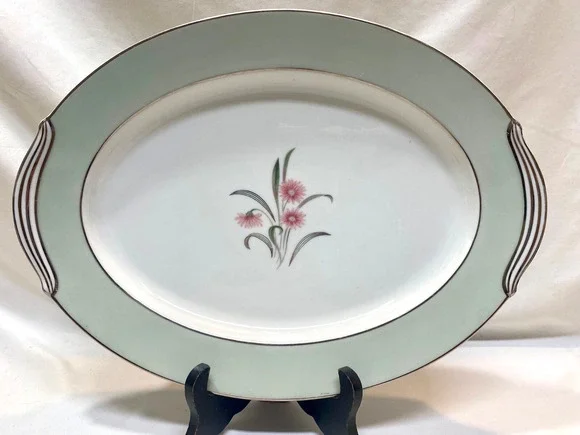 Noritake Porcelain China Regina w/Platinum Large Platter 13.5