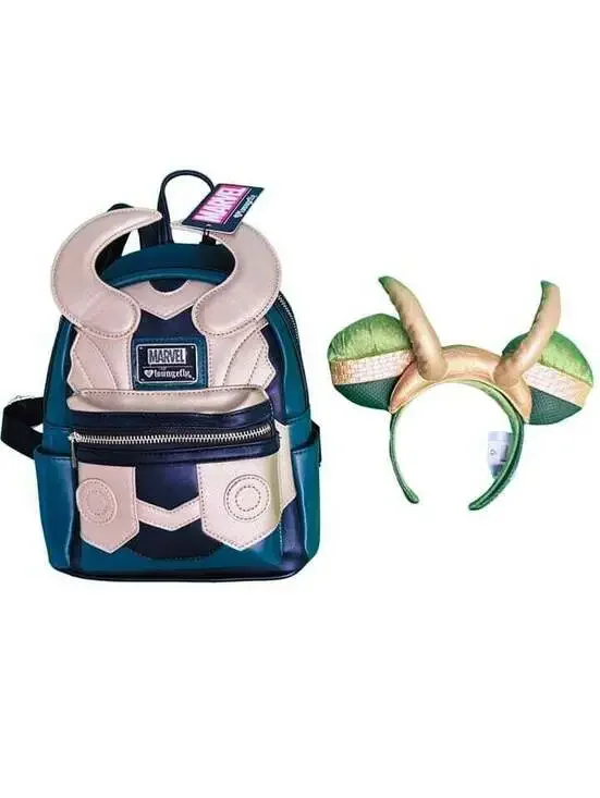 Loungefly Marvel Loki Cosplay Faux Leather Mini Back Pack with Loki 