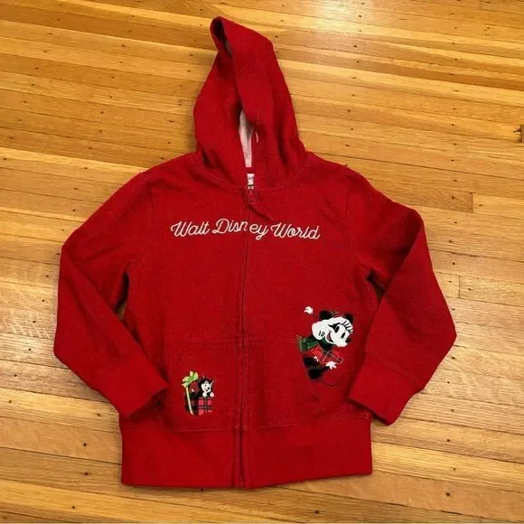 Walt Disney World red sparkle Christmas zip up hoodie