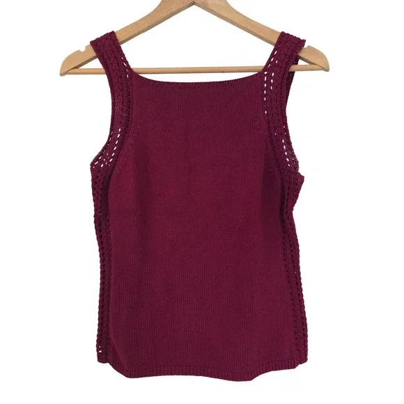 J. Crew Sweater Tank Crochet Knit Women Small Burgundy NWT $98 CT950
