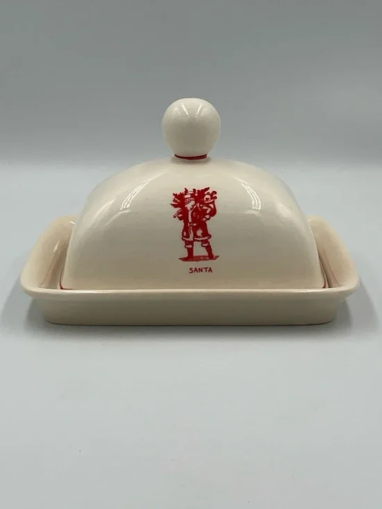Vintage Molly Hatch “Santa” Christmas Butter Dish