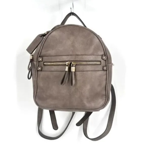 Sole Society Women's‎ Brown Gray Faux Leather Lined Adjustable Mini Backpack Bag