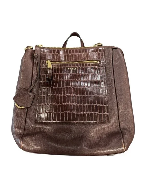 Radley London Brown Croc Embossed Leather Backpack Zip Top