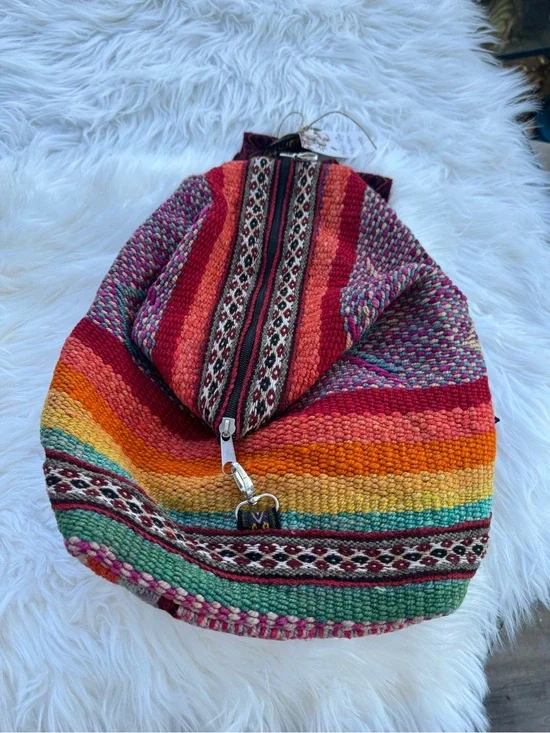 Handwoven Multicolor Stripe Women’s Backpack Tote
