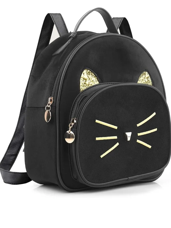 Black Cat Accent Mini Backpack for Women