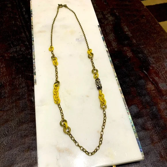 J. Crew yellow & antique gold link 31” necklace