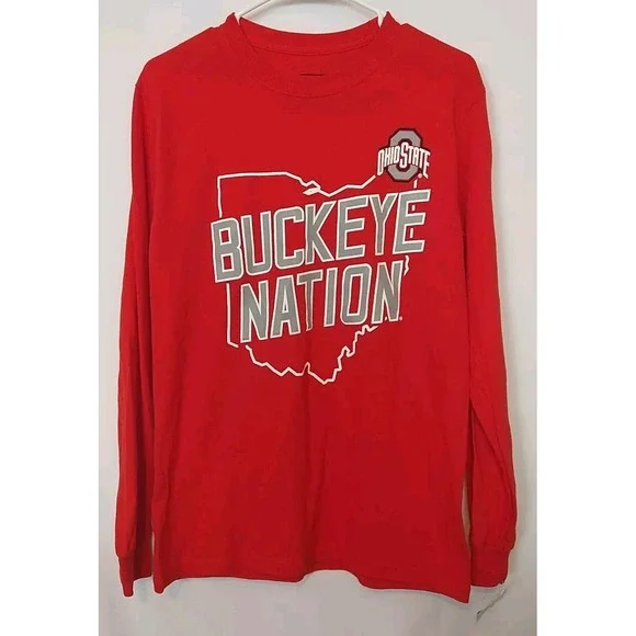 Ohio State Men's Buckeye Nation Red Long Sleeve Graphic Tshirts Small