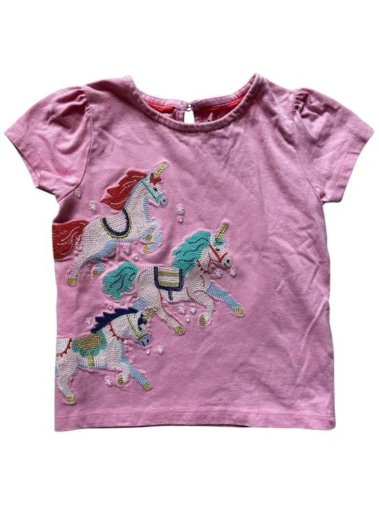 Mini Boden Kids' Embroidered Unicorn T-Shirt
