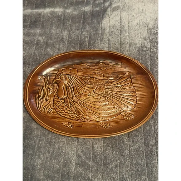 McCoy USA Vintage Brown Hen Platter 16.25 x 11.25