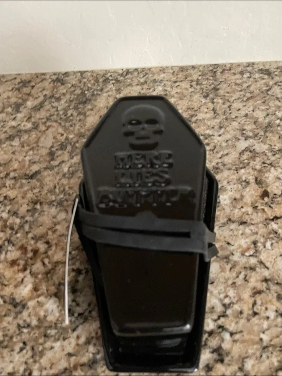 Black Skull Coffin “HERE LIES BUTTER” covered butter keeper