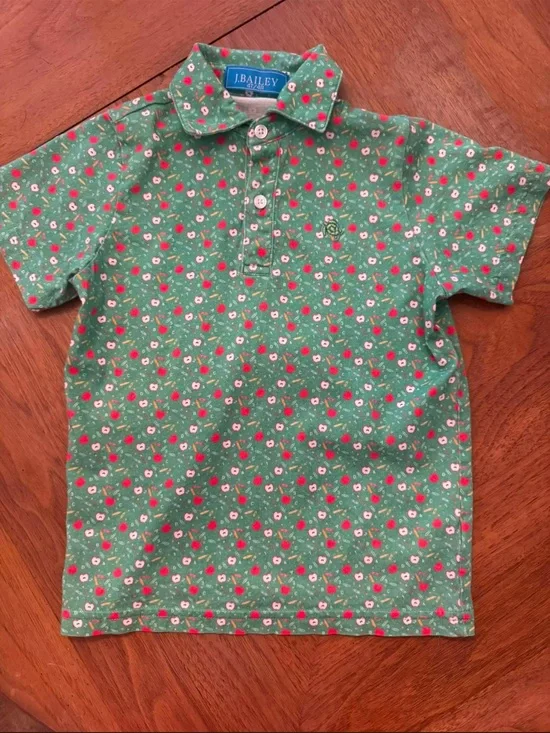 J. Bailey Green Floral Polo for Kids