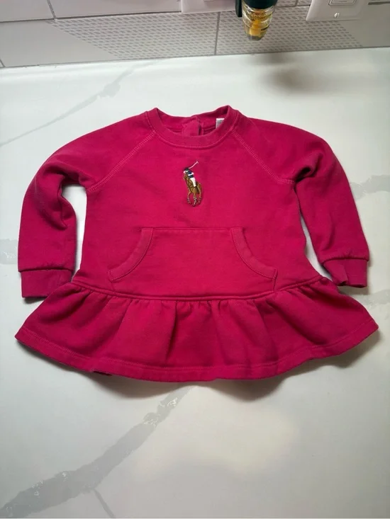 Ralph Lauren Hot Pink Polo Pony Peplum Sweatshirt