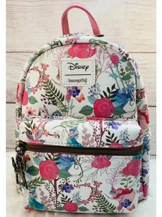 Loungefly Sleeping Beauty Princess Aurora Flowers & Fairies Floral Backpack NWT