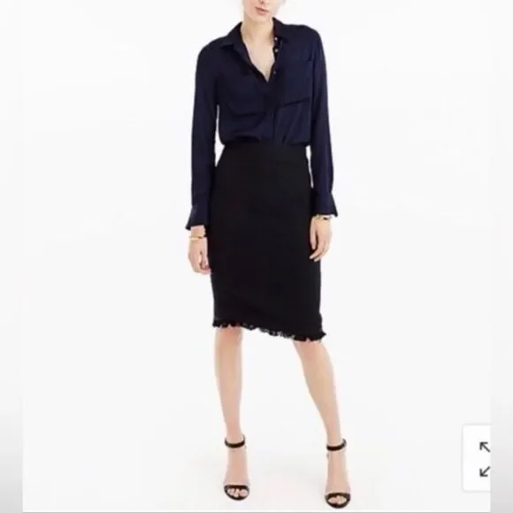 J. Crew Tweed Pencil Skirt with Fringe hem Size 6 Office Career wear