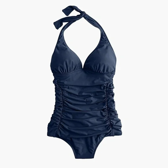 J. Crew Women's Ruched Halter One-Piece Swimsuit