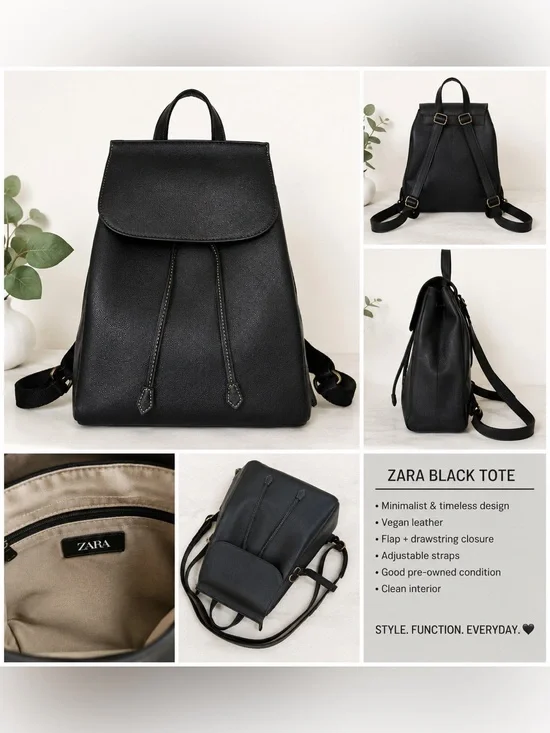 Zara Black Tote