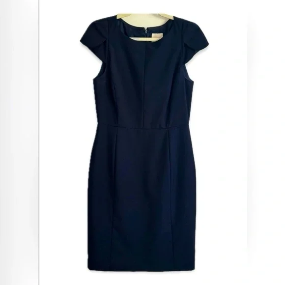J.CREW | TULIP SLEEVE SUITING SHEATH DRESS IN NAVY SIZE 4