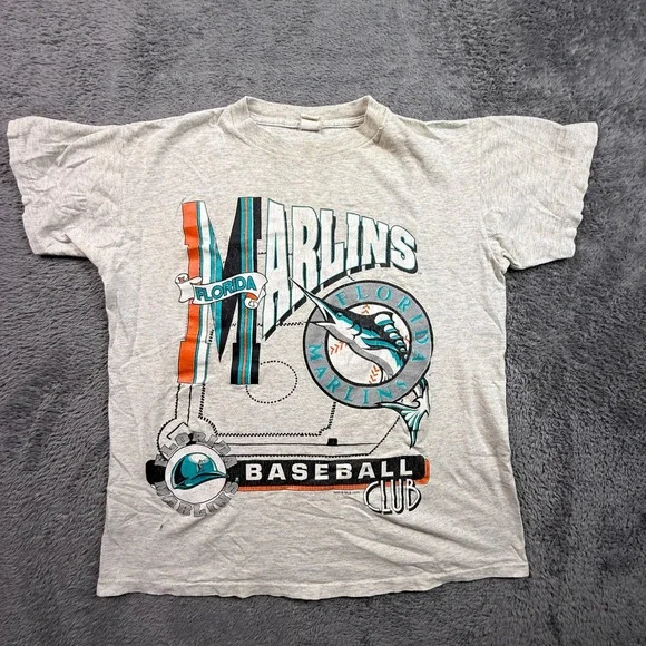 Florida Marlins T-Shirt Kids XL Gray Vintage 90s Baseball Tee USA Made 1993