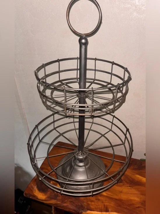 Two-Tier Metal Wire Serving Stand -