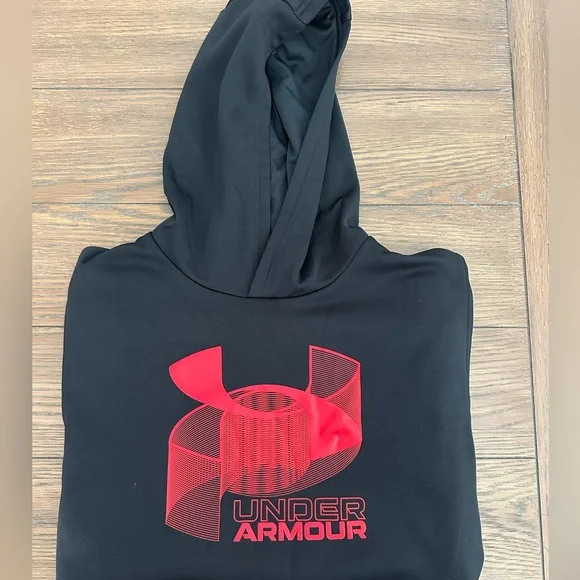 Under Armour Black Hoodie with Red Graphic Size XL‎ Gently Worn