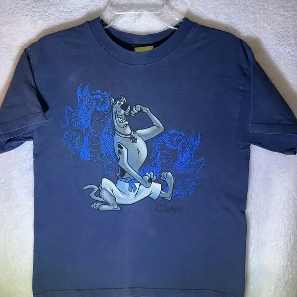 Scooby-Doo Y2K Vintage Cartoon Network Youth Large T-Shirt Blue Dragon Graphic‎