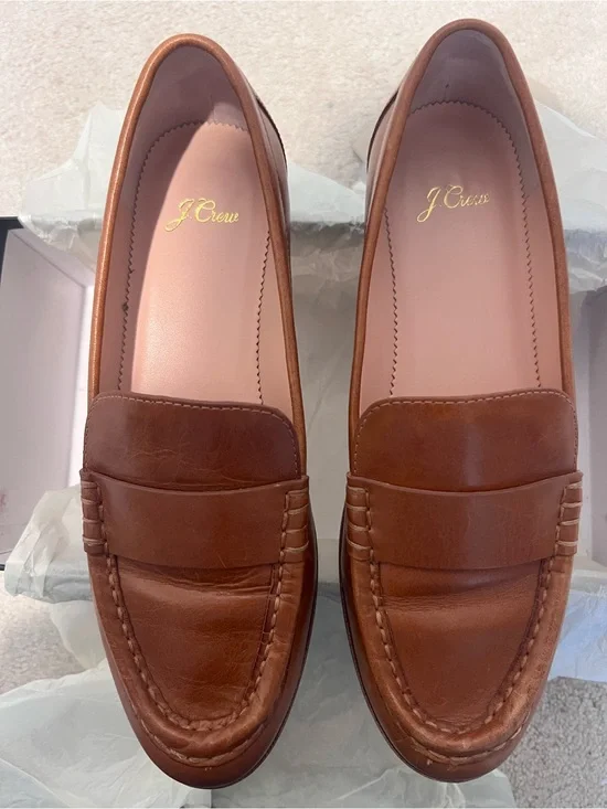 J. Crew - Excellent Pre Loved Condition - Cognac - Leather Penny Loafers