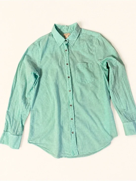 J. Crew Women’s Mint Green Gingham Button-Down Shirt