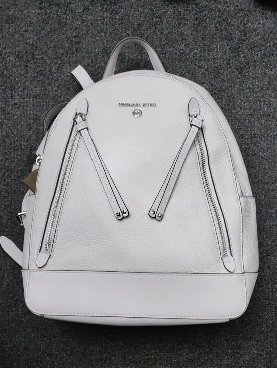 Michael Kors Optic White Pebbled Leather Backpack