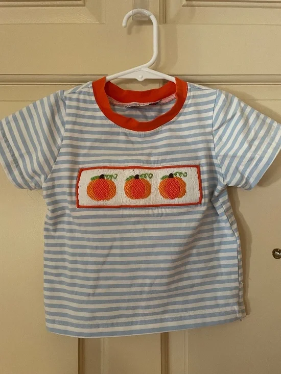 EUC Smocking Dog Boutique Smocked Pumpkin Shirt 2T