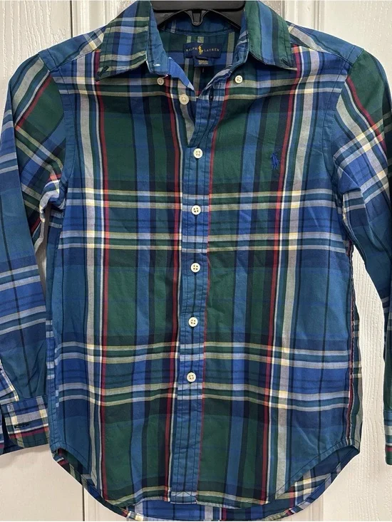 Ralph Lauren Blue, Green & Red Plaid Button-Down Shirt