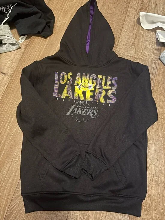 Official NBA Los Angeles Lakers Youth Hoodie Black Purple Size XL (14–16)