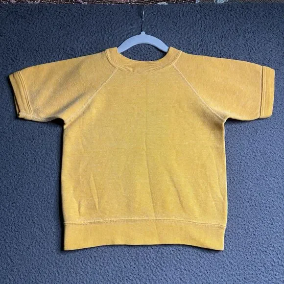 Vintage 60s Penney's Short Sleeve Sweatshirt Gold Yellow Raglan Kids Youth Small