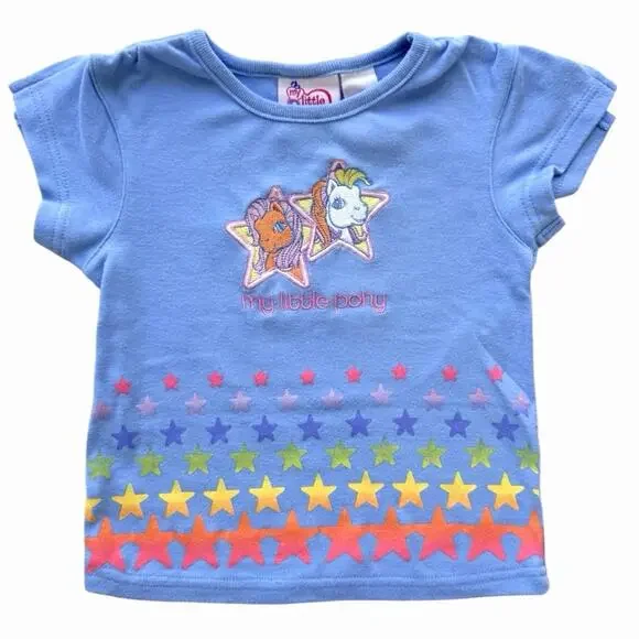 Vintage My Little Pony Girls Embroidered T-shirt 2004 Hasbro Size 5 RARE Y2K